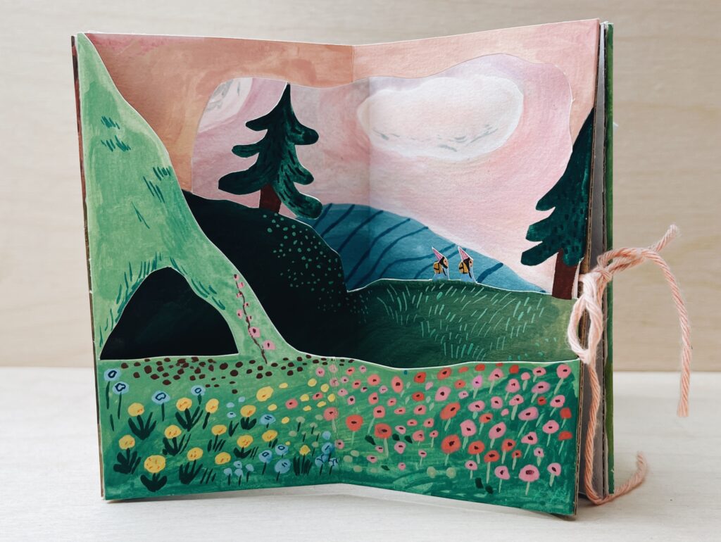 Fantasy landscape illustration for a fairy tale pop-up book by Judit Orosz.