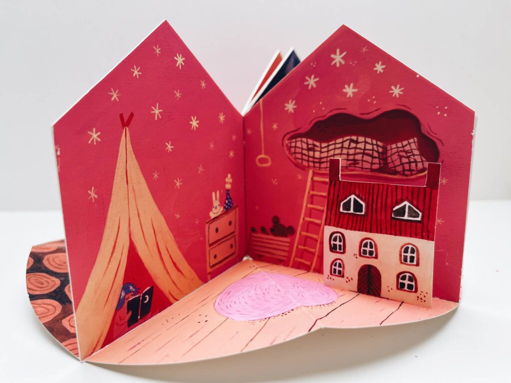 Intricate pop-up book design and paper engineering mechanism by Judit Orosz.