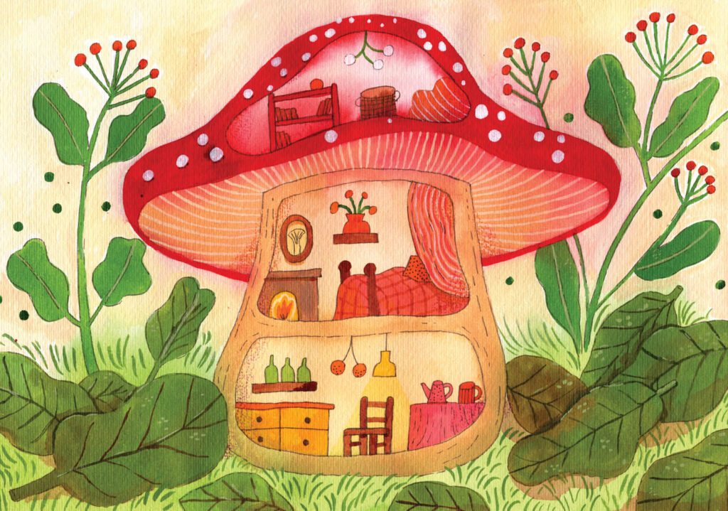 Detailed whimsical seasonal illustration,september, fall by Judit Orosz.